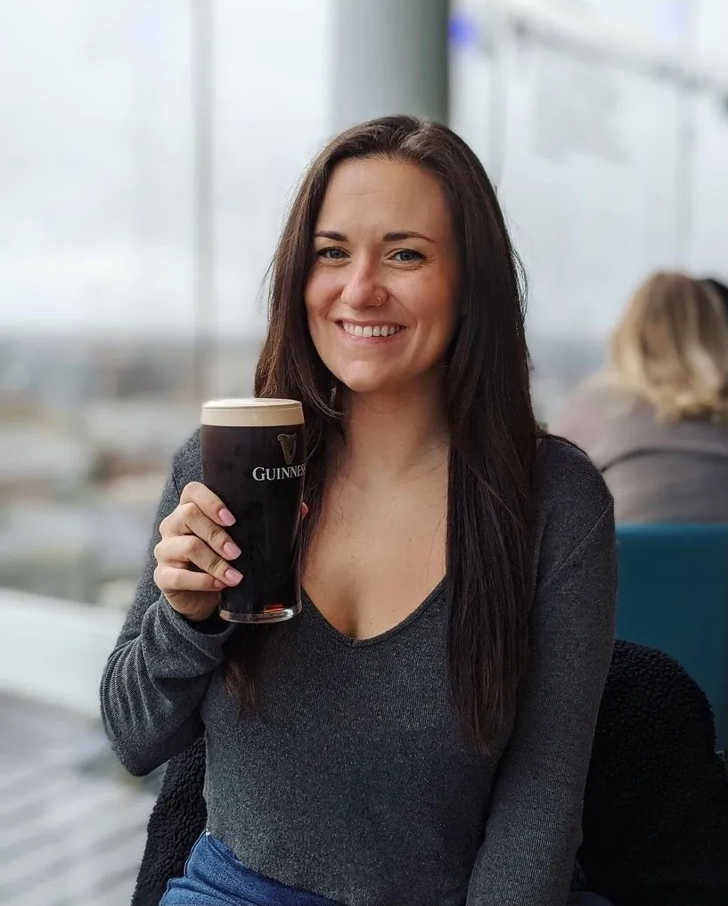 Co-founder Anna enjoying a pint of Guiness in Dublin, Ireland